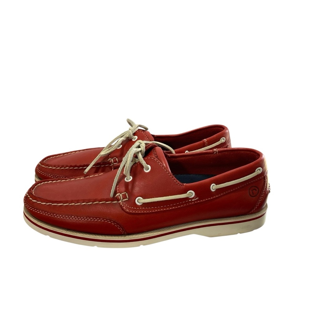 Rockport Premium Leather Heritage Boat Nautical Deck Loafers 11 Red Grandad Core